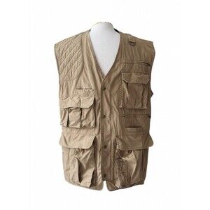 Vintage Banana Republic Safari Fishing Photographer Cargo Khaki Vest Medium